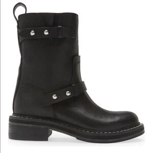 Rag & Bone Black Leather Studded Moto Boot Eu 39.5 US 9.5